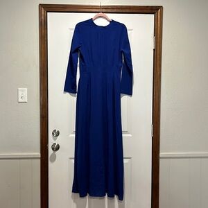 No Brand MEDIUM Blue Long sleeve MODEST Maxi Zip up Dress